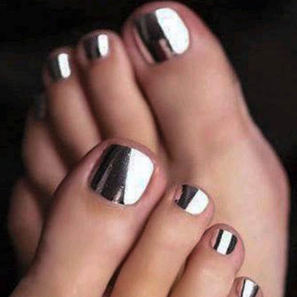Juneyemo 24pcs Square Fake Toenails Simple False Toes Nails Artificial