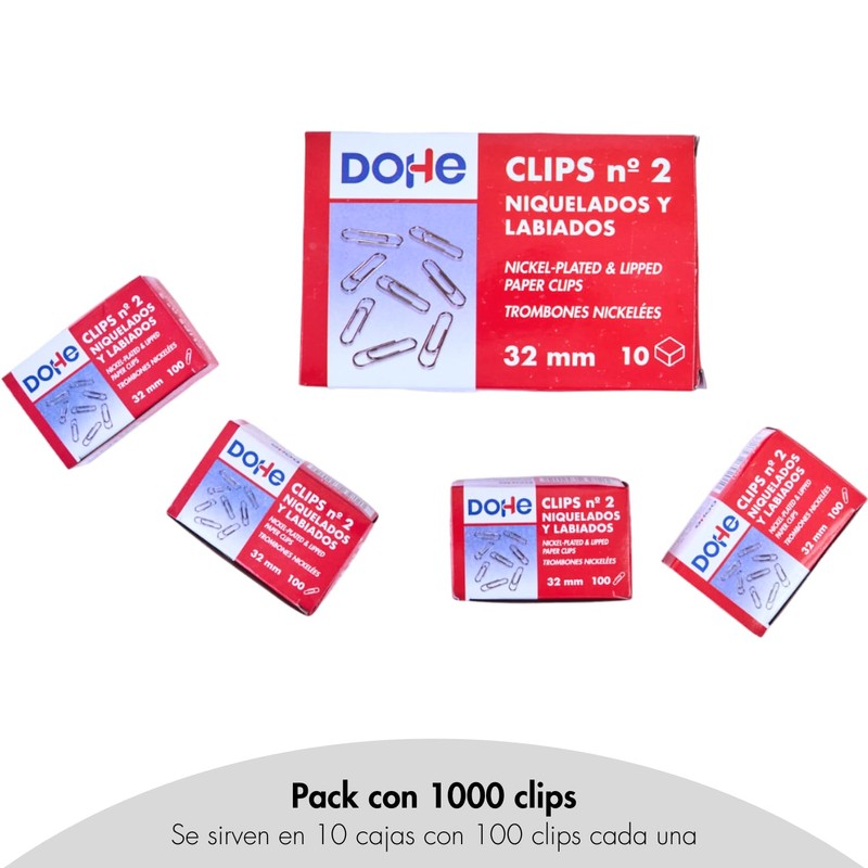 Dohe - Nickel Plated Paper Clips (Pack of 1000) -