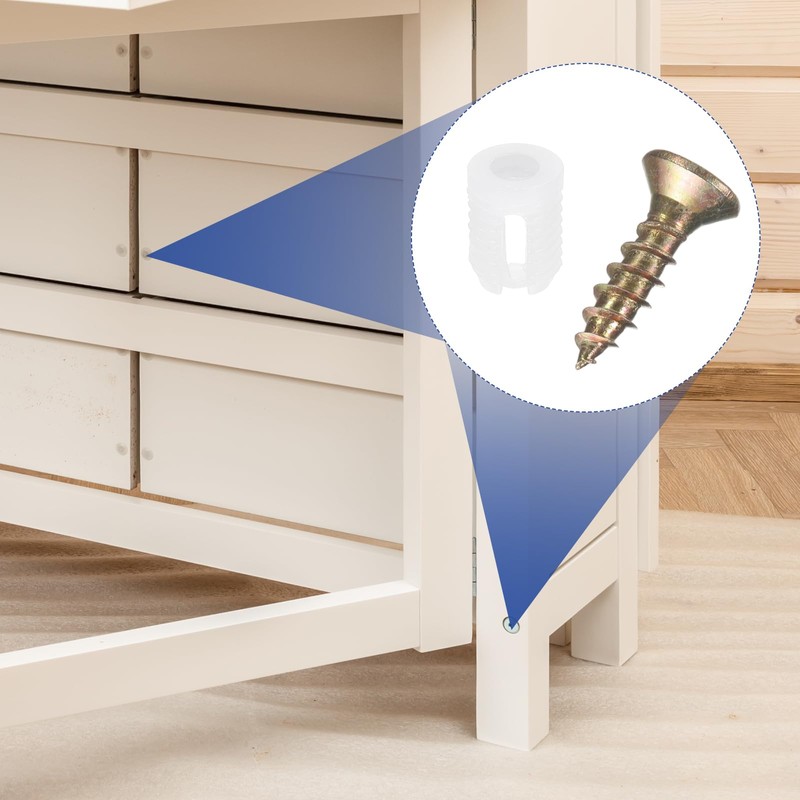 sourcing map 100Pcs 5.9x8.5mm Plastic Hinge Dowel Inserts with M4