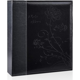 Artmag Photo Album 8x10 Clear Pages Leather Cover Slide in Album Holds 52 Vertical 8x10 Photo Album Scrapbook Picture Artwork or Postcards Storage (Black)