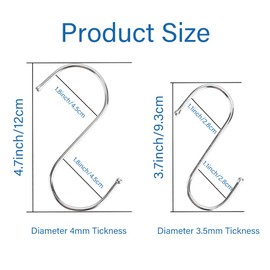 X-BLTU 40 Pcs Stainless Steel S Hooks for Hanging, S Shaped Hooks Heavy Duty, Sturdy Metal Hooks, Polished Metal Hanger Hooks for Clothes, Garden, Kitchen, Bedroom, Bathroom or Office-2 Sizes