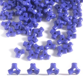 1300 Pcs Acrylic 10mm Plastic 3-Sided Kandi Tri Beads Tri-Shaped Beads Bone Beads Bulk for Wreath Candy Cane Beads Rainbow Holiday Tree Decorations Bead Ornament Jewelry Making Kit (Opaque Purple)