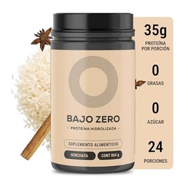 Bajo Zero Wpc Whey. Proteina de suero de leche hidrolizada sabor horchata, 35 g de proteína por porcion, sin azúcar añadida 864 g.