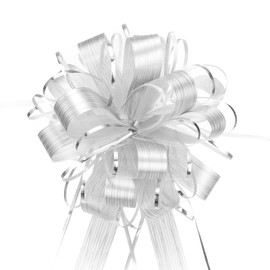 sourcing map 10pcs 8 Inch Large Pull Bow Gift Wrapping Bow Ribbon Organza Silver for Wedding Baskets Presents Christmas Party
