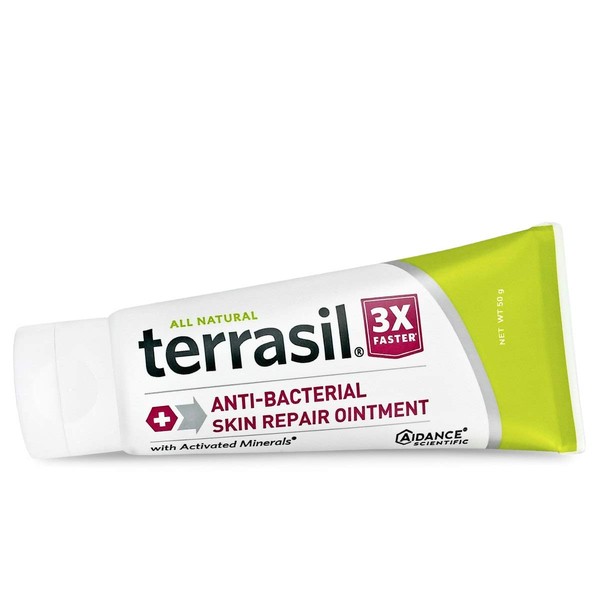 Antibacterial Skin Repair 3X Faster Natural Formula for Fissures Folliculitis Angular Cheilitis Impetigo Chilblains Lichen Sclerosus Cellulitis by Terrasil (50g)