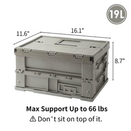 SHIMOYAMA PP Lidded Home Storage Box, 19L/5Gal, Foldable Storage Drinks Bin, Bedroom and Camping Organize Container, Celadon Green