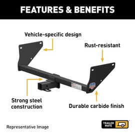 Trailer Mate 800007 Hitch Compatible with 2011-2025 Dodge Durango, 2012-2022 Jeep Grand Cherokee, Made in USA with Global Materials, 2-Inch Class 3 Receiver 6,000 lbs. Capacity