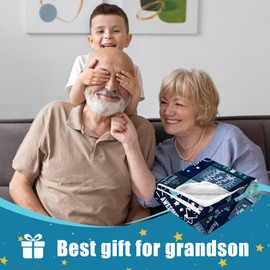 Grandson Gifts from Grandma Grandpa, Birthday Gifts to My Grandson Soft Flannel Blanket 50"x 60", Grandson Gifts Ideas for Christmas Valentines, Blankets to My Dear Grandson for Grandparents