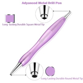 benote Metal Diamond Painting Pen, Ergonomic Diamond Art Drill Sticky Pen Tools 5 D Diamond Painting Accessories with Multi Replacement Pen Heads and Wax (Copyright Pending) (Purple)