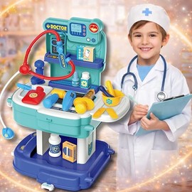 Juego de Doctor para Niños 2 en 1 – Mochila Doctor Infantil Transformable con 31 Piezas, Set Médico Educativo de rol, Juguete para Niños y Niñas +3 Añ