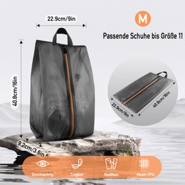 Aofmee Shoe Bags for Travel, 2 Pack Shoe Storage Bags, Water Resistant TPU Mesh Shoe Pouch with Zipper and Handle, Organizer Shoe Bag for Man and Women, (16in x 9in)