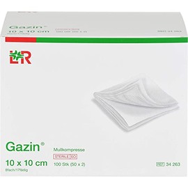 Gazin, Gauze Swabs 10 cm x 10 cm Sterile 8-Ply 50 x 2 300 g White Pack of 100 (Pack of 50)