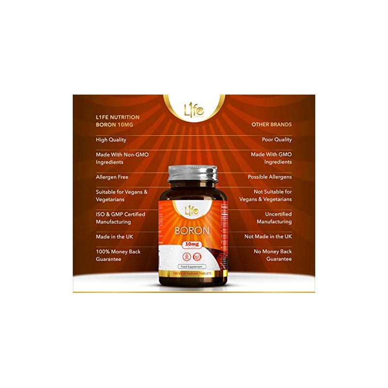 LN Boron Supplements | 180 High Strength Vegan Boron Tablets