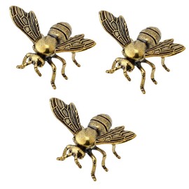 3 Piezas De Latón Decoración Coche Estatua De Feng Shui Abeja Dorada Estatuillas De Animales 3D Carta Manejar