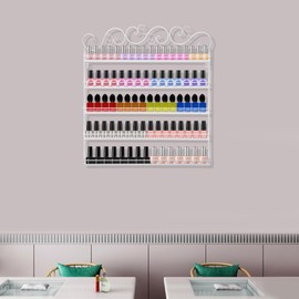 SHOUMANUAL Metal Nail Polish Racks, 5-Tier Wall Mounted Nail Polish Display Holder Organizer Rack for Home Salon Business Spa W26 X D2.2 (White)
