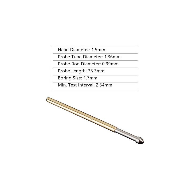 Pogo Pins Pack of 100 P100-E2 Spring Contact, Diameter 1.5