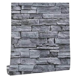 practicalWs Brick Wallpaper Peel and Stick Wallpaper 17.71" x 787.4", Grey Faux Stone Rock Wallpaper, Removable Self Adhesive Contact Paper, Backsplash Decorative Wall Paper, Easy to Install