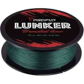 Piscifun Lunker Braided Fishing Line, Zero Stretch Thinner Diameter Line, Abrasion Resistant Braided Lines, Green 30LB 300YDS