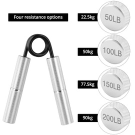QWORK® Set of 4 Aluminum Grip trainer - Resistance 100/150/200/250 lbs (22.5-90kg), Non-slip Grip Strengthener for Hand, Wrist, Finger, and Forearm Exercise