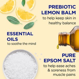 Dr Teal's Pure Epsom Salt, Prebiotic Lemon Balm & Essential Oil, 3 lbs (Pack of 4) (Packaging May Vary)