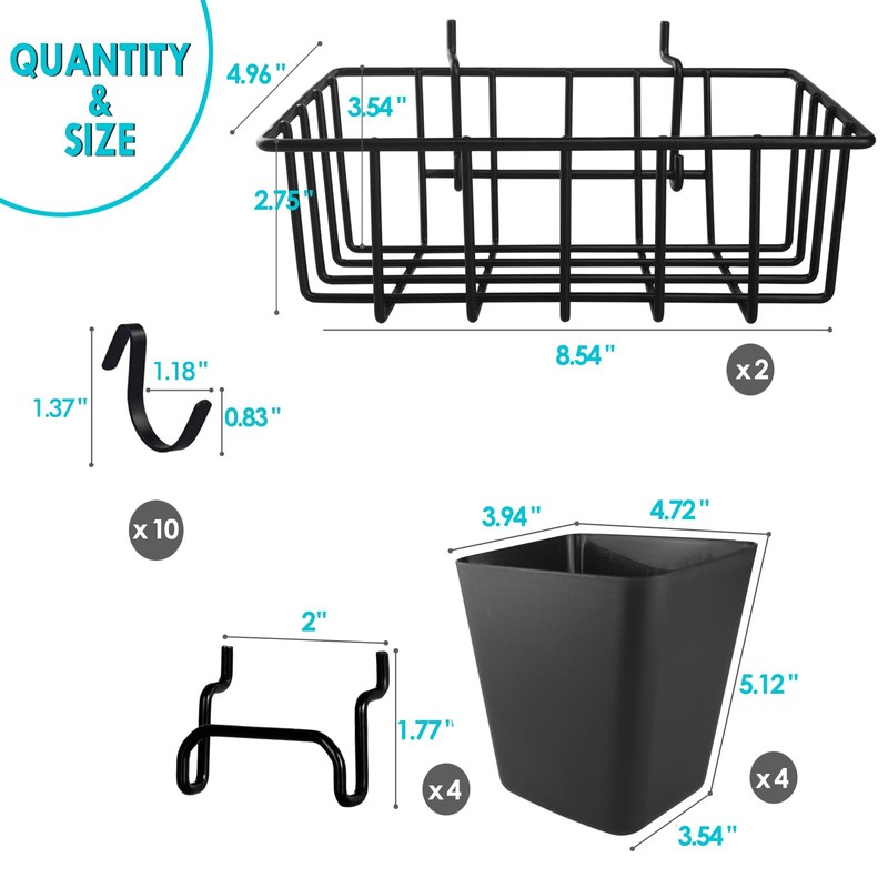 G.CORE Pegboard Bins Baskets Organizer with Peg Board Hooks Cups