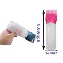 ELANE 4PCS Hair Oiler Comb Bottle,Root Comb Applicator Bottle for Hair Oil Scalp Oil Applicator Hair Oiling Applicator,Hair Oil Bottle Applicator 6oz (Grey+Purple+Red+Green)
