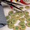 Set di bottoni vintage in legno naturale, 4 fori, per