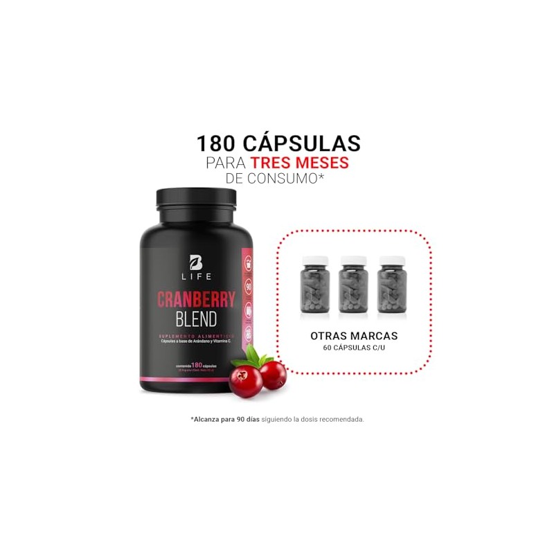 Arándano Concentrado 50:1 de 180 Cápsulas con Vitamina C. Ingredientes