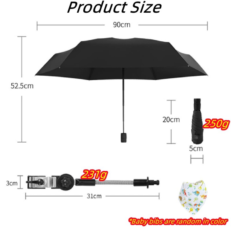 AzulLanse Universal Parasol Sun Protection, black