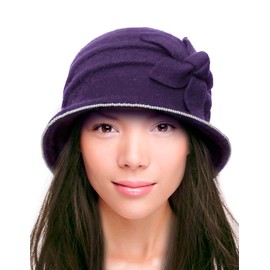 Dahlia Women's Winter Hat - Wool Cloche/Bucket Hat, Daisy Flower, Violet