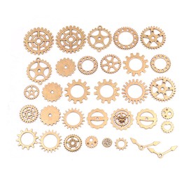 Tiardey 50g Steampunk Gears Kit,Assorted Antique Metal Wheels Pendant Watch Clock Gears for DIY Crafts Jewelry Making Accessories Bronze - Gold
