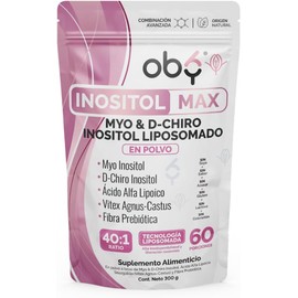 Inositol Max Liposomal Premium 40:1 Myo y D-Chiro con Ácido Alfa Lipoico, Vitex y Prebioticos Tecnología Liposomada, Alta Absorción Polvo Sin Sabor 300g 60 Dias