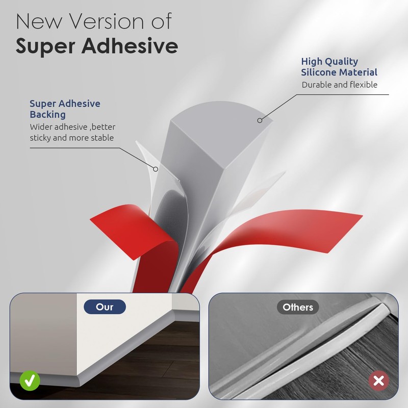 Flexible Quarter Round Molding, 118 Inch Peel and Stick Rubber