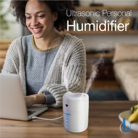 Lasko UH150 Small Ultrasonic Cool Mist Personal Humidifier for Travel, Office, Desktop, 400 ml