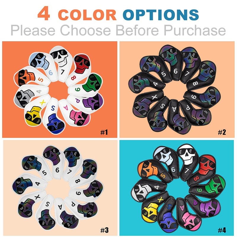 Large Skeleton Golf Club Covers, Iron Covers 10pcs/ Set (#2)