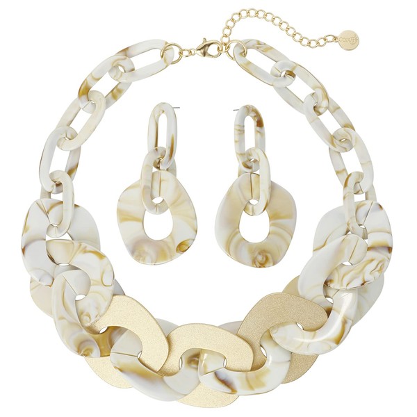 COIRIS Statement Chunky Necklace Metal Punk Acrylic Cuban Link Chain