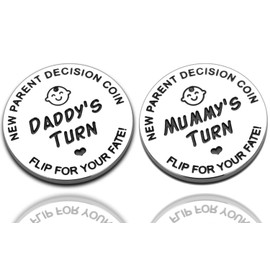 New Parents Decision Coin,Gifts for Mum Dad,Newborn Baby Gifts,New Mum Gifts,Flip Coin Decision,Funny,Birthday,Anniversary,Stainless Steel (Silver)