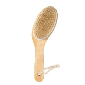 Bamboo Curved long handle Dry Brushes, Dry Body Brush for Dry Skin, Blood Circulation, Cellulite Treatment，Wet and Dry Brush Suitable for All Kinds of Skin with Soft and Stiff Bristles