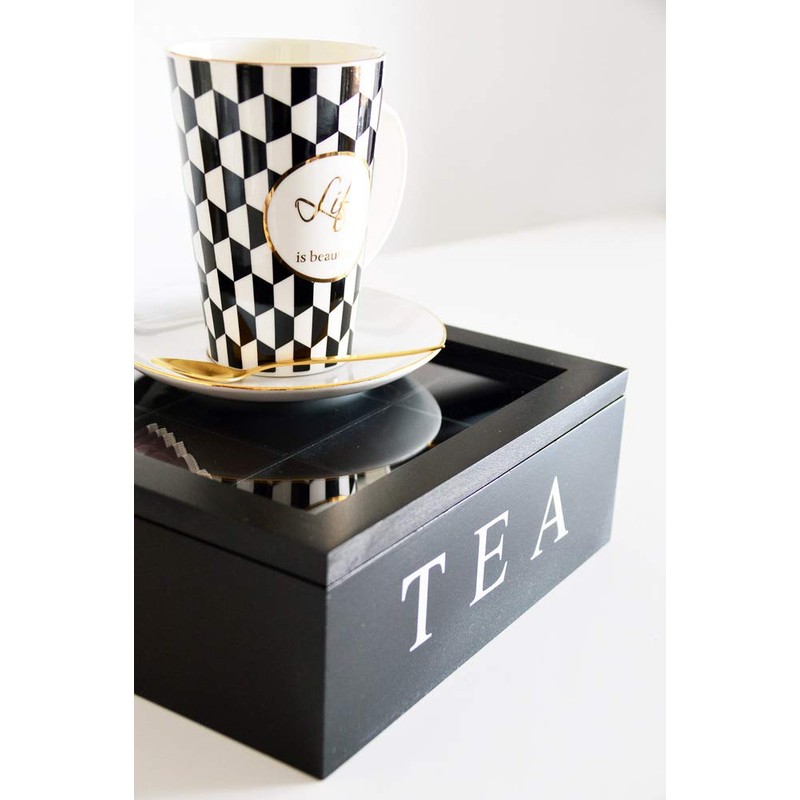 ToCi Haushalt Wooden Tea Caddy with 9 Compartments and Viewing