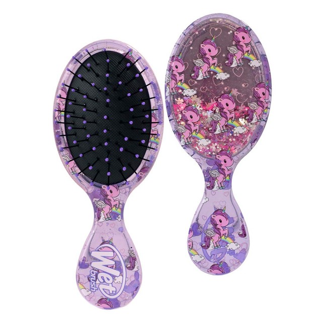 Wet Brush Hair Brush Liquid Kitty Glitter And Holographic Confetti Mini Detangler, Protects Against Split Ends and Breakage- Unicorn Glitter