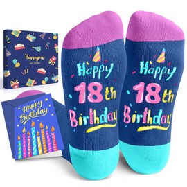 HAPPYPOP 18th Birthday Gifts Ideas Socks - Gifts for 18 Year old Boy Girl, Gifts for Teens 18 With Greeting Card