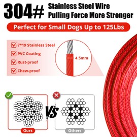 jenico Dog Tie Out Cable: 10ft Dog Leads for Yard Heavy Duty - Reflective Chain Leash for Outside Small Large Dogs Up to 125lbs Outdoor Runner Camping