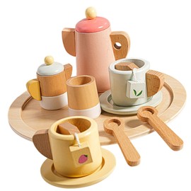 MagiDeal Pretend Play Set Toy,Baby Toys Set,Educational Play Cutlery Plate Set,Wooden Makeup Kits,Tea Party Set Toy for Children,Kids , Afternoon tea set