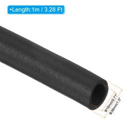 PATIKIL 18mm ID x 38mm OD x 1m Long Pipe Insulation Foam Tube, Pipe Cover Wrap Roll EPDM Bar Tubing for Handle Grip HVAC Air Conditioner Units, Black