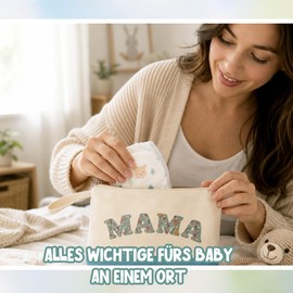 AmzLinkal 2 sacchetti regalo per mamma con chiusura lampo, per future mamme, regalo per nascita o baby shower, borsa fasciatoio per bambini, blu con stampa dell'alfabeto, 23 x 16 x 6 cm, Targetable