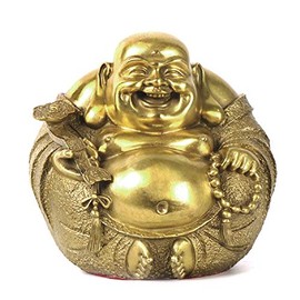 Charm Fengshui Products Laughing Buddha Statue Maitreya Figurine,Brass Buddhas Statues and Sculptures for Home and Office Decor & Car Ornaments,Creative Decorations Happy Buddha (Medium)