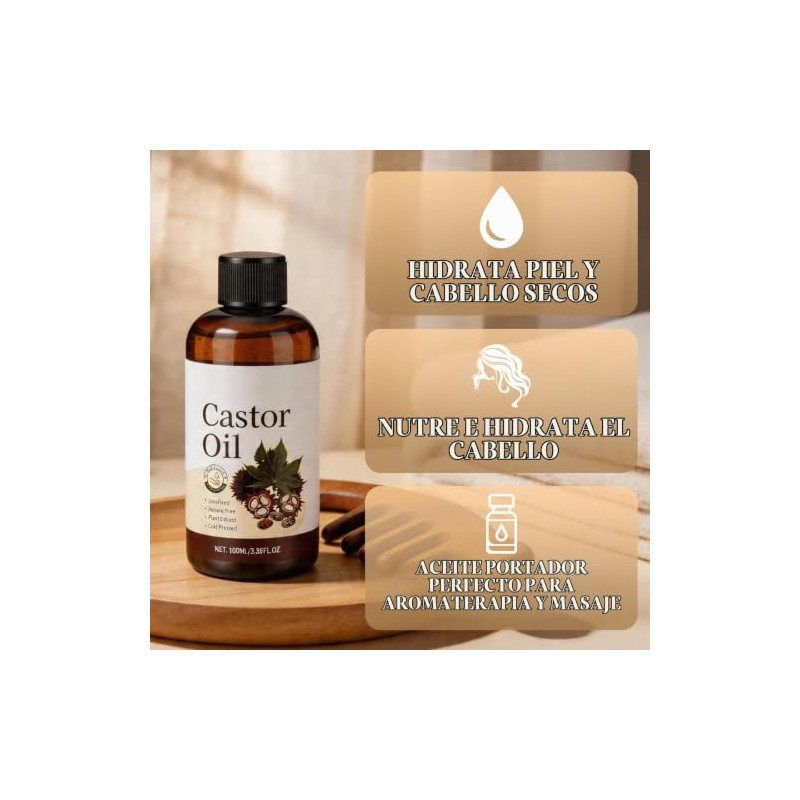 2PCS Aceite de Ricino Puro,Castor Oil para Cuidado de Cabello