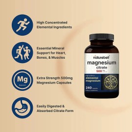 Naturebell Citrato De Magnesio 500 Mg 240 Capsulas Escubre El Poder Del Equilibrio Natural Con Citrato De Magnesio. Si Ests Buscando Una Manera Suave 