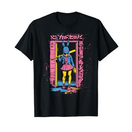 Creepy Girl Cat Grunge Slasher Pastel Goth Anime Horror T-Shirt