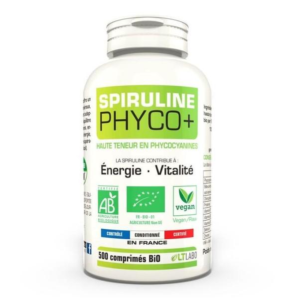 LT Labo Phyco+ Spiruline Bio Énergie et Vitalité, 500 tablets